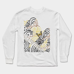 Abstract Black and White Simple Pattern geometry and funky decorative simple modern art Long Sleeve T-Shirt